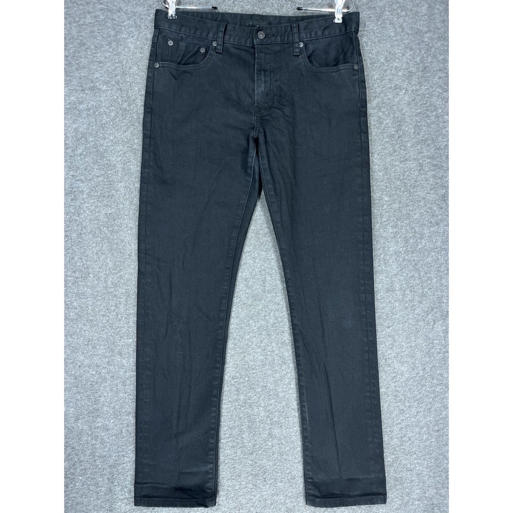 Uniqlo Selvedge Jeans Mens 34x32 (fits 32x32) Black Stretch Slim Straight leg